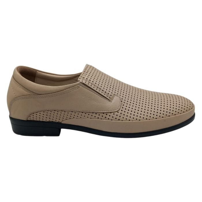 Pantofi Bărbați Din Piele Naturală Perforată Crem 6552