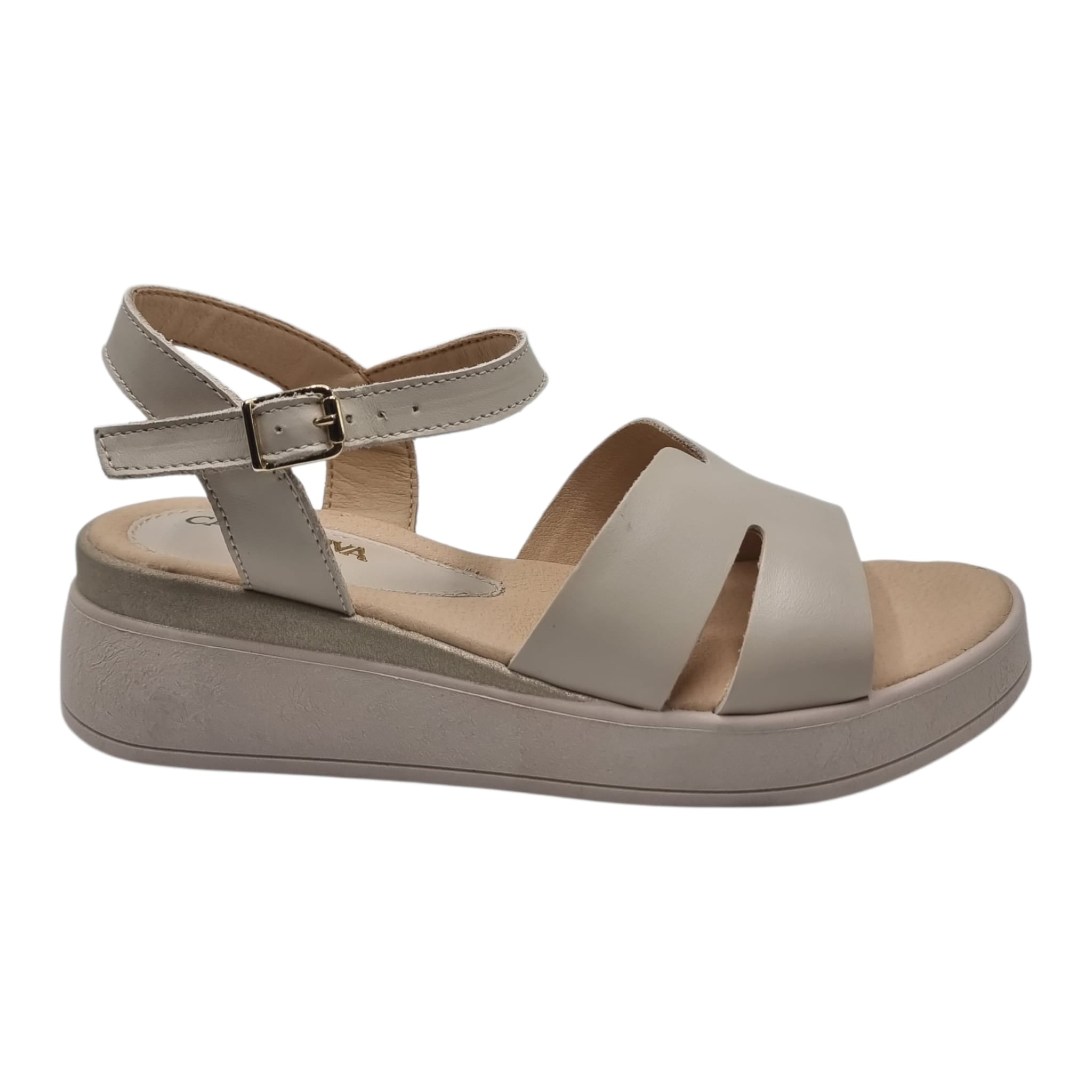 Sandale Damă Casual Confort Din Piele Naturală Crem 13825