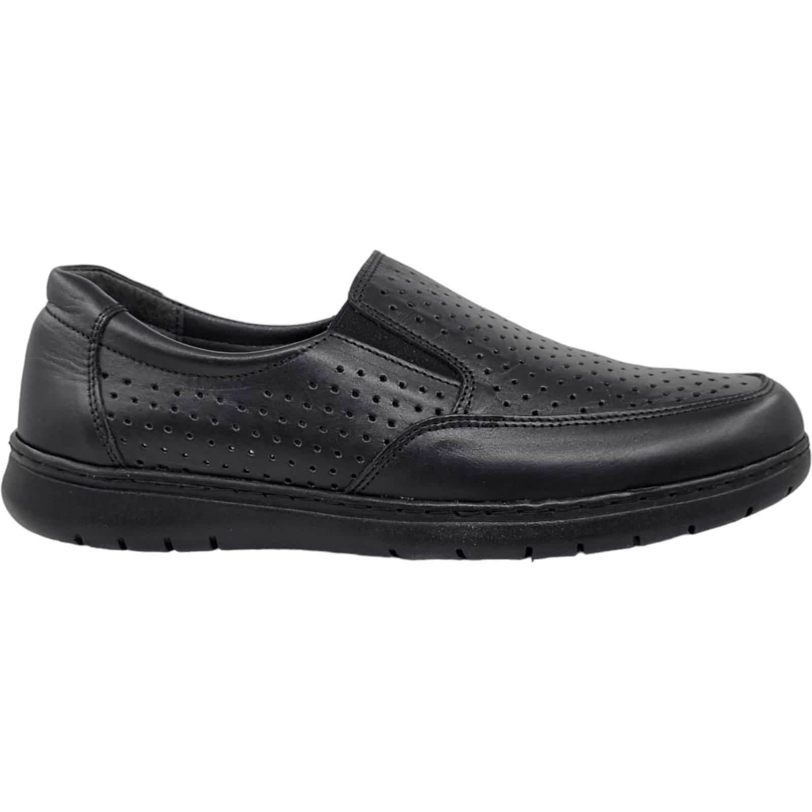 Pantofi Bărbați Din Piele Naturală Perforată Neagră 6539
