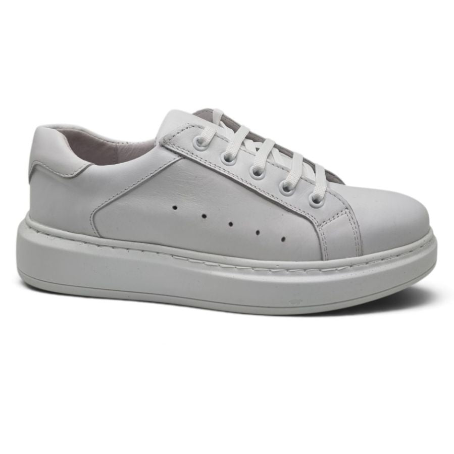 Pantofi Bărbați Sport Din Piele Naturală Albă 3576