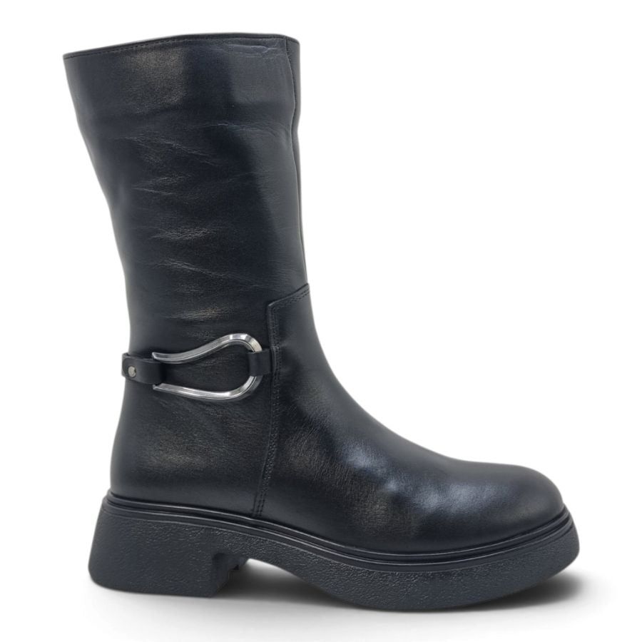 Ghete Damă Casual Din Piele Naturală Neagră 30243