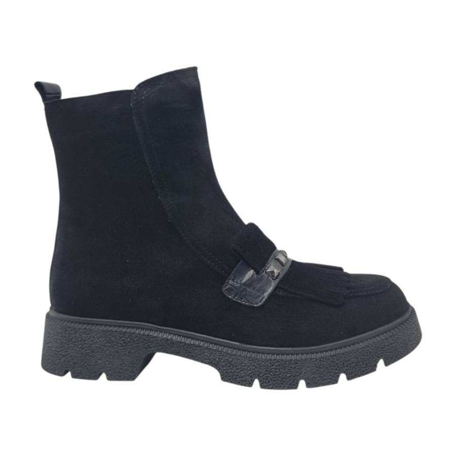 Ghete Damă Casual Din Piele Naturală Neagră 30245