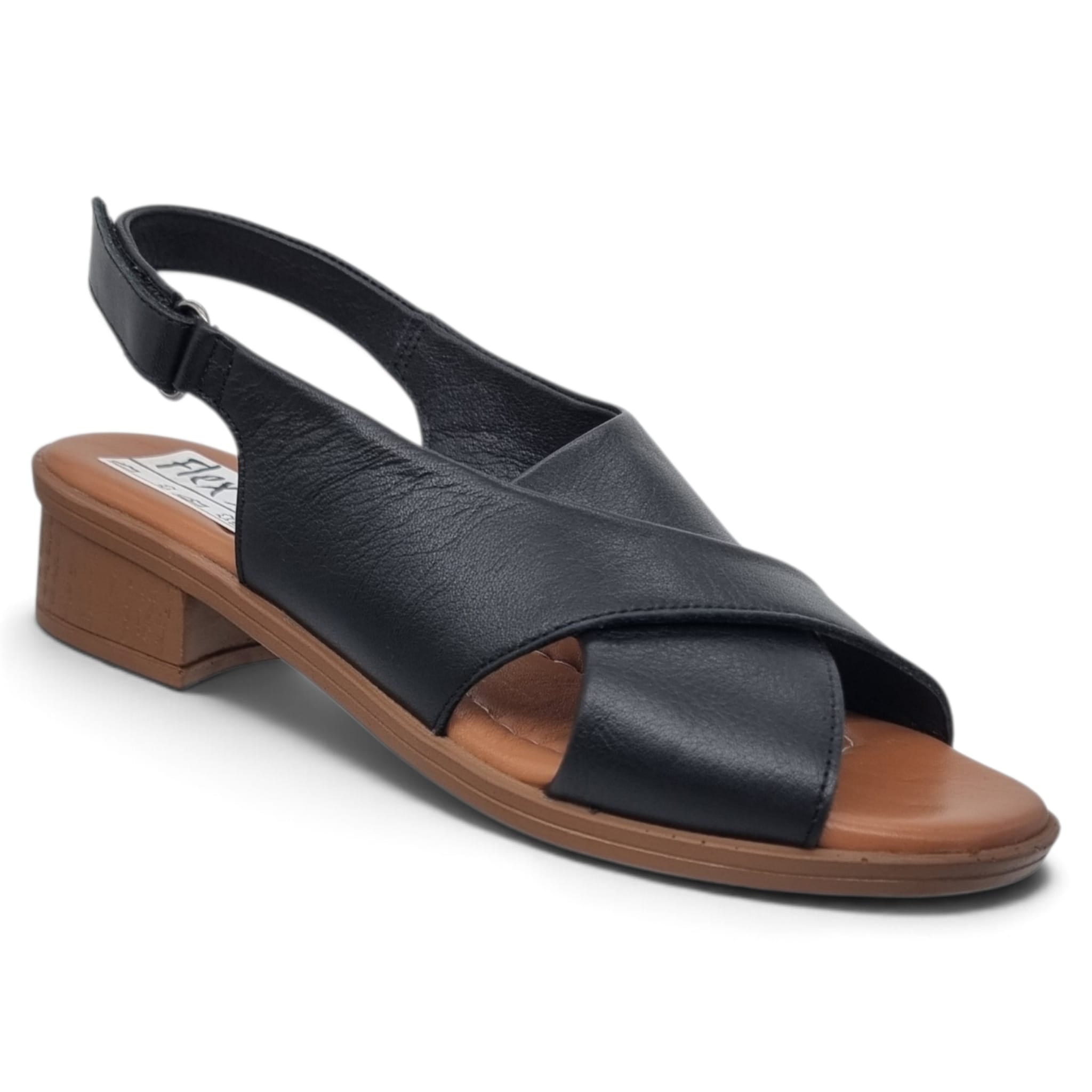 Sandale Damă Confort Din Piele Naturală Neagră 13815