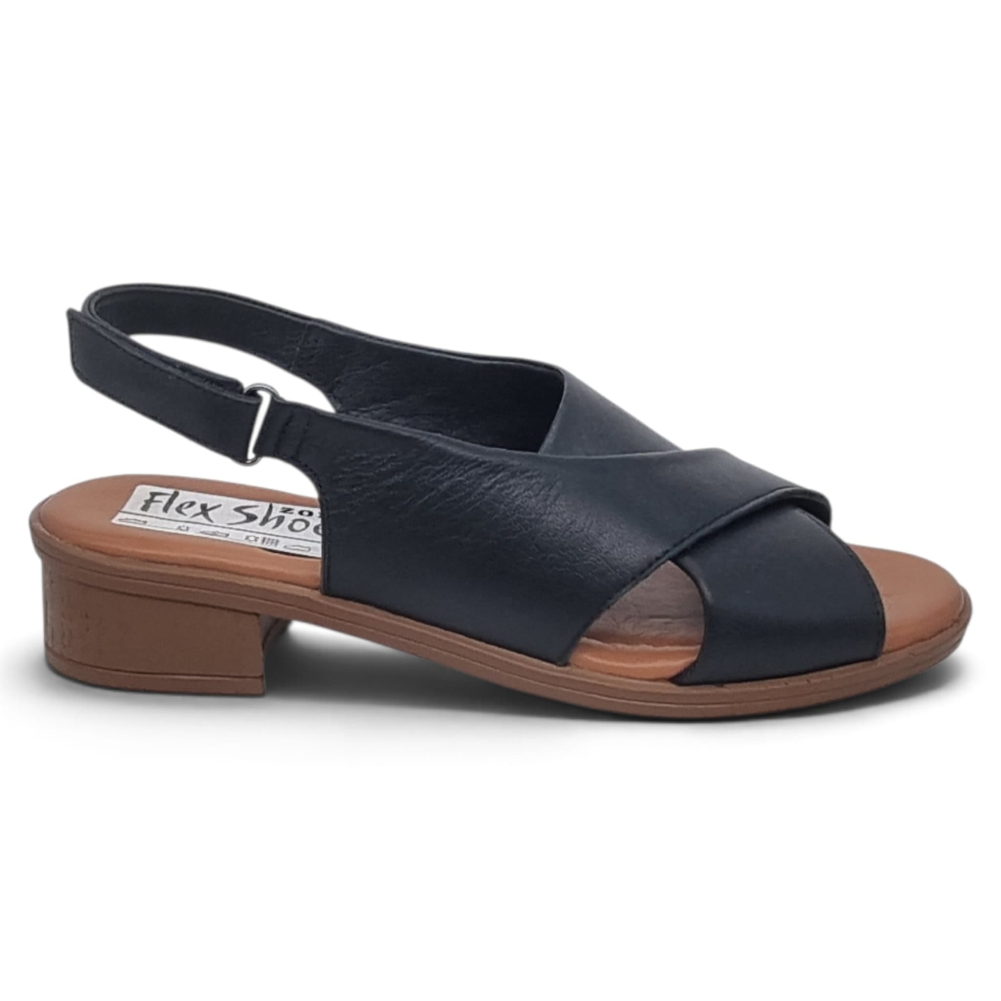 Sandale Damă Confort Din Piele Naturală Neagră 13815