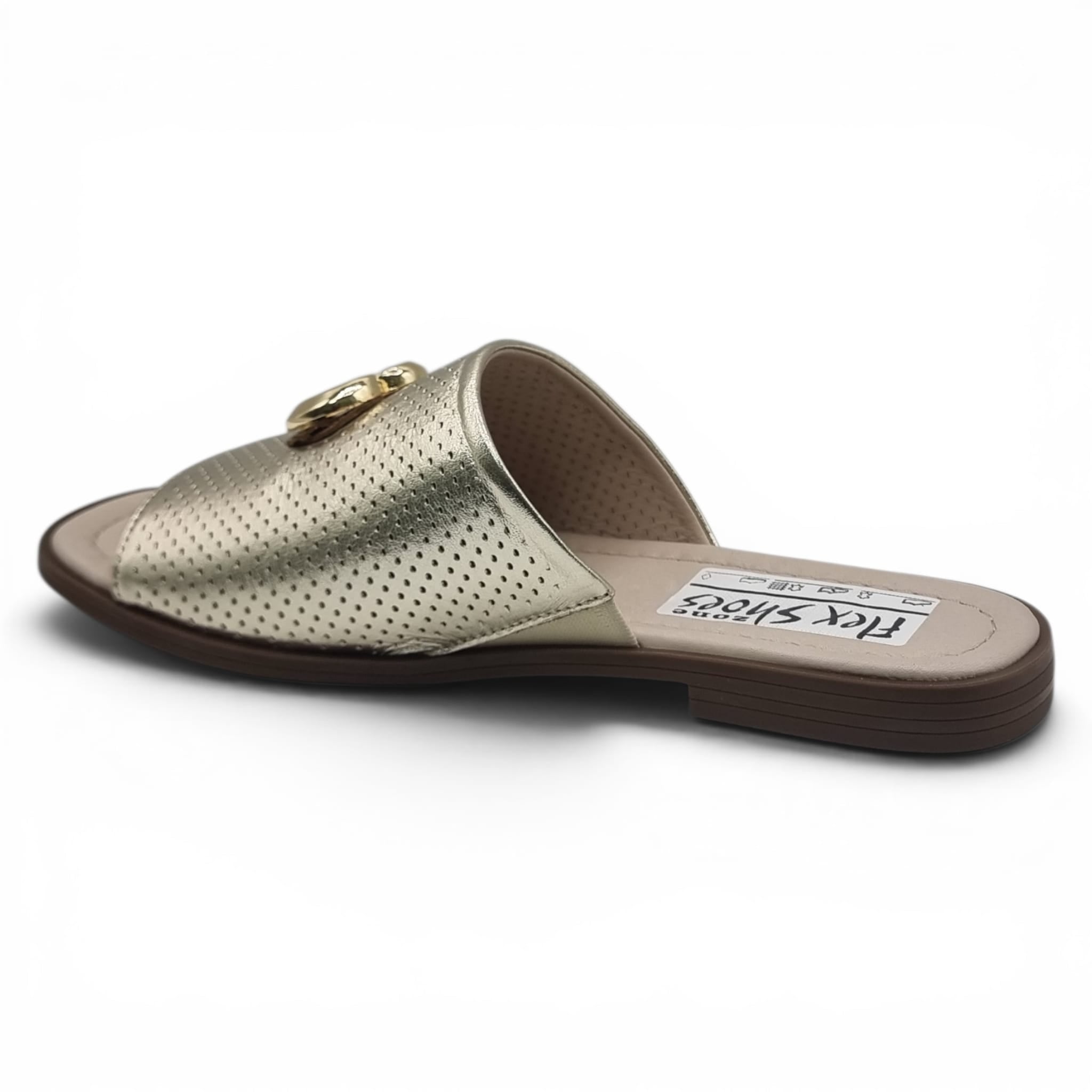 Sandale Damă Casual Confort Din Piele Naturală Aurie 13798