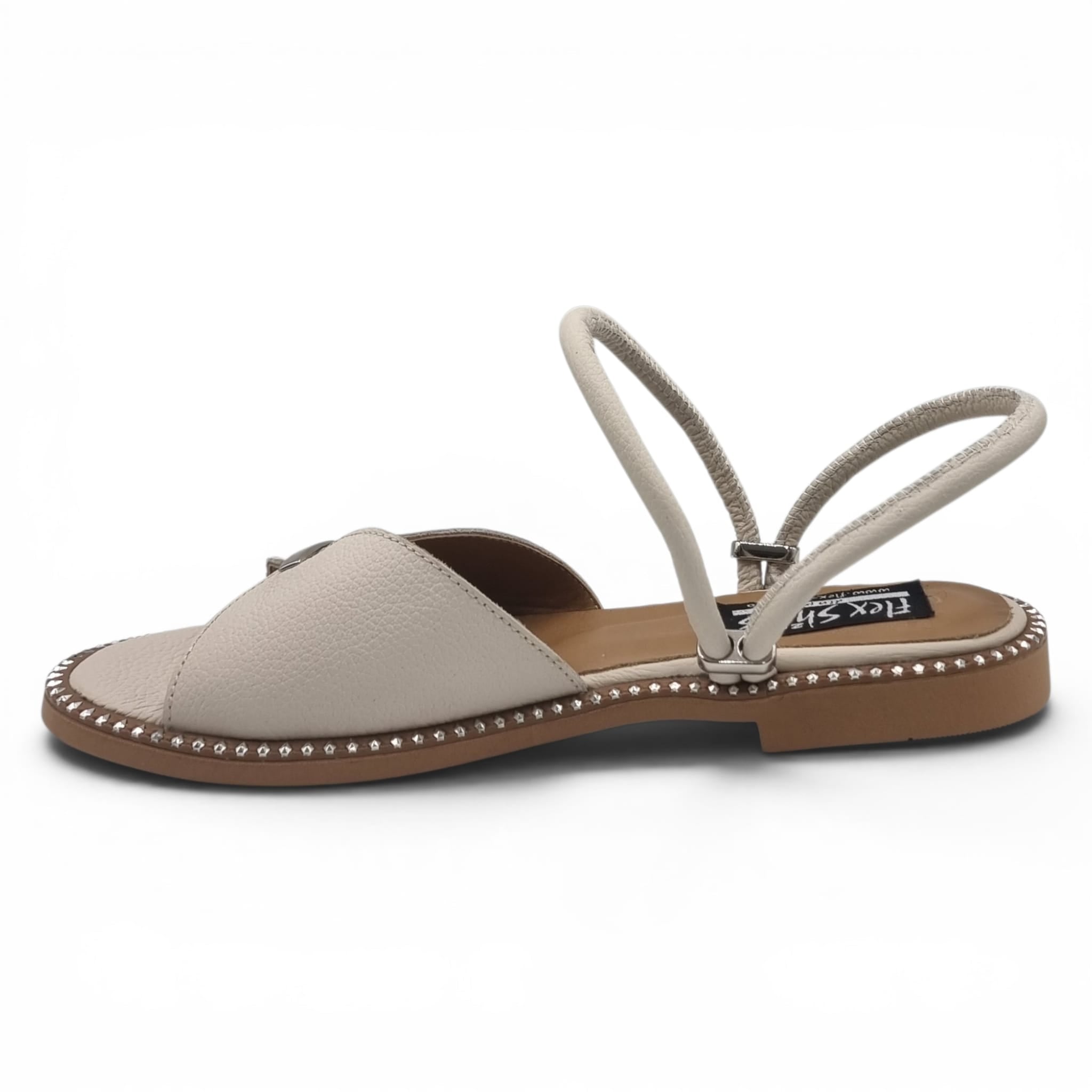 Sandale Damă Casual Confort Din Piele Naturală Crem 13775