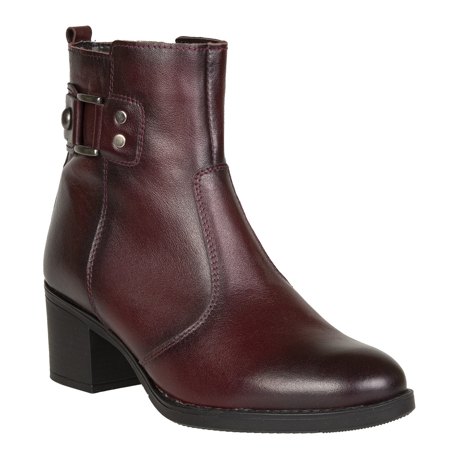 Ghete Damă Casual Din Piele Naturală Bordo 30116