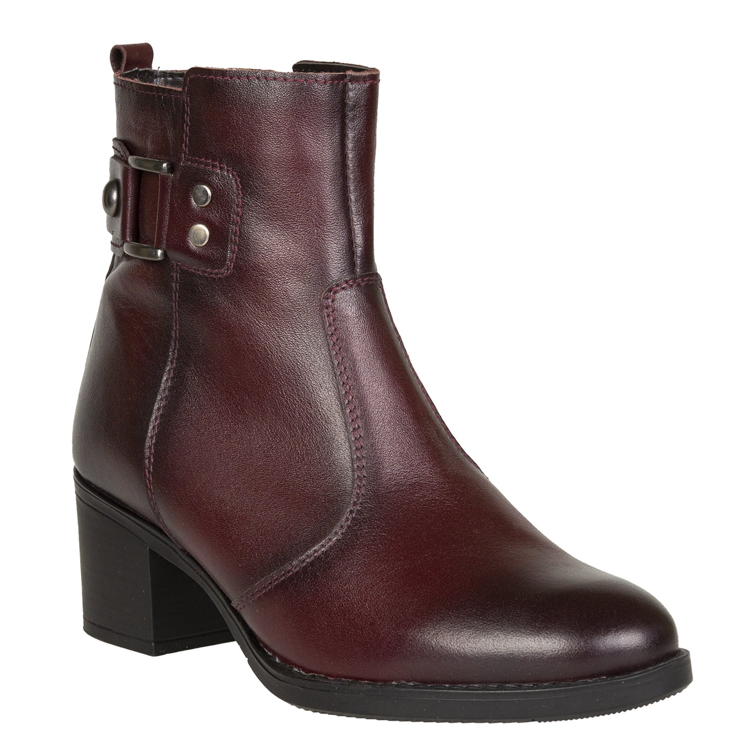 Ghete Damă Casual Din Piele Naturală Bordo 30116