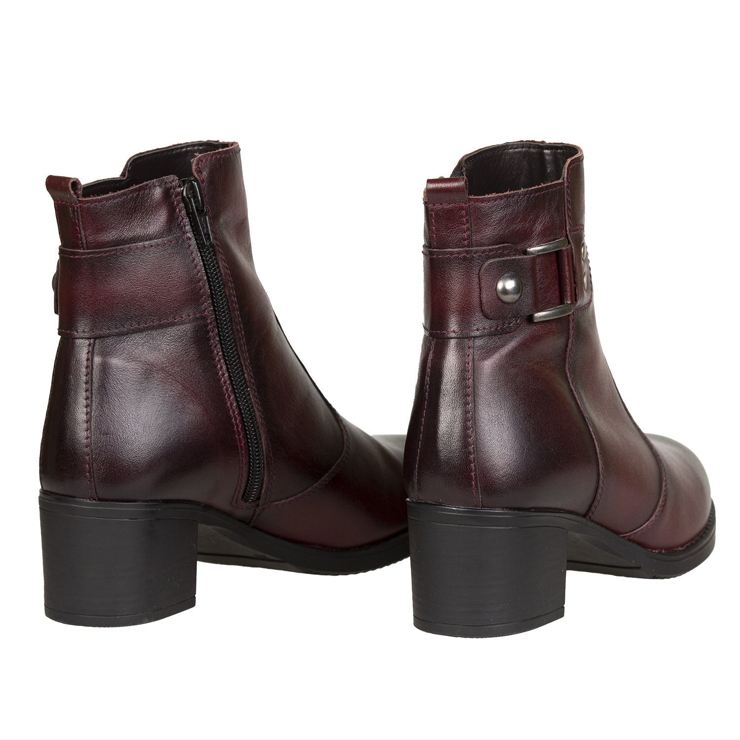 Ghete Damă Casual Din Piele Naturală Bordo 30116