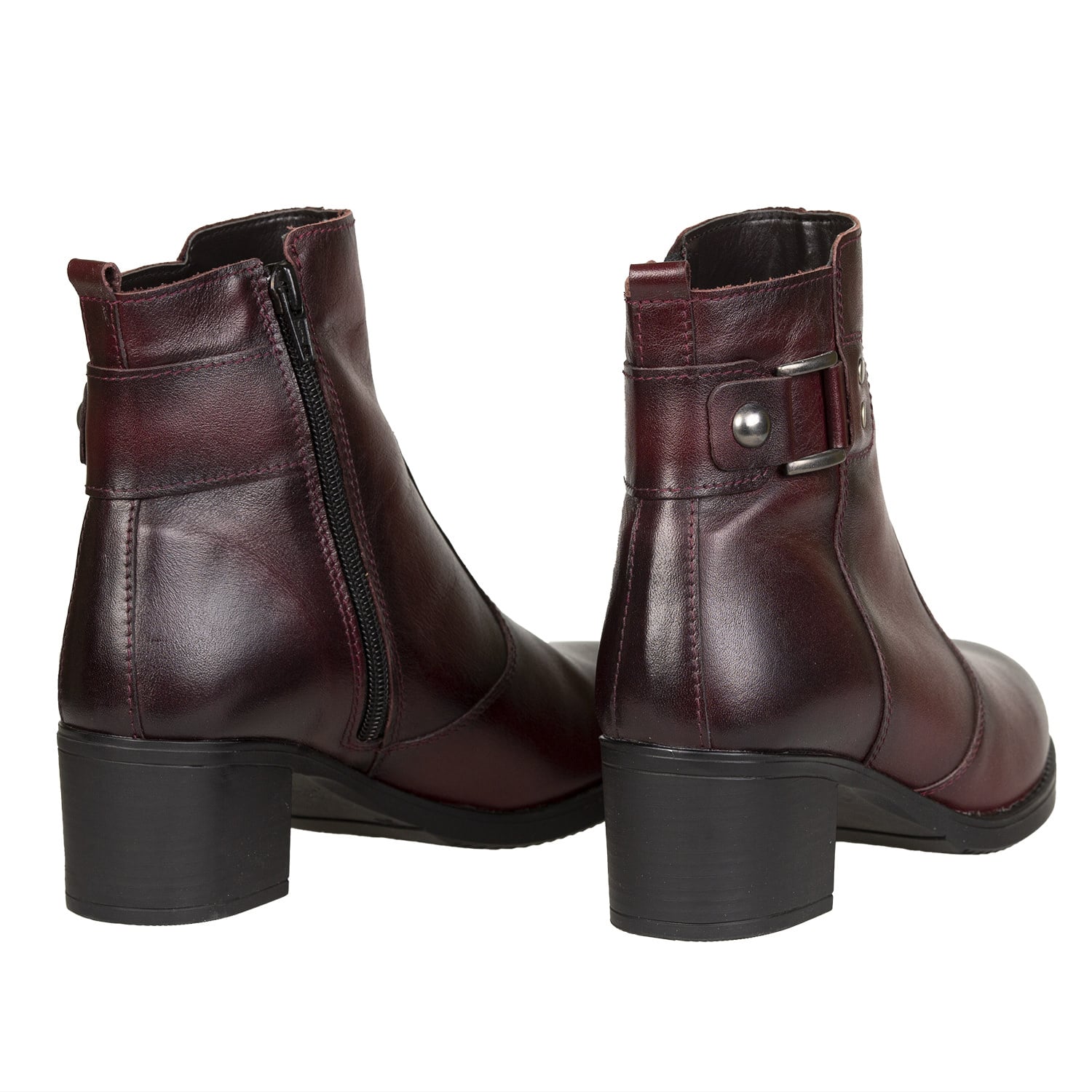 Ghete Damă Casual Din Piele Naturală Bordo 30116