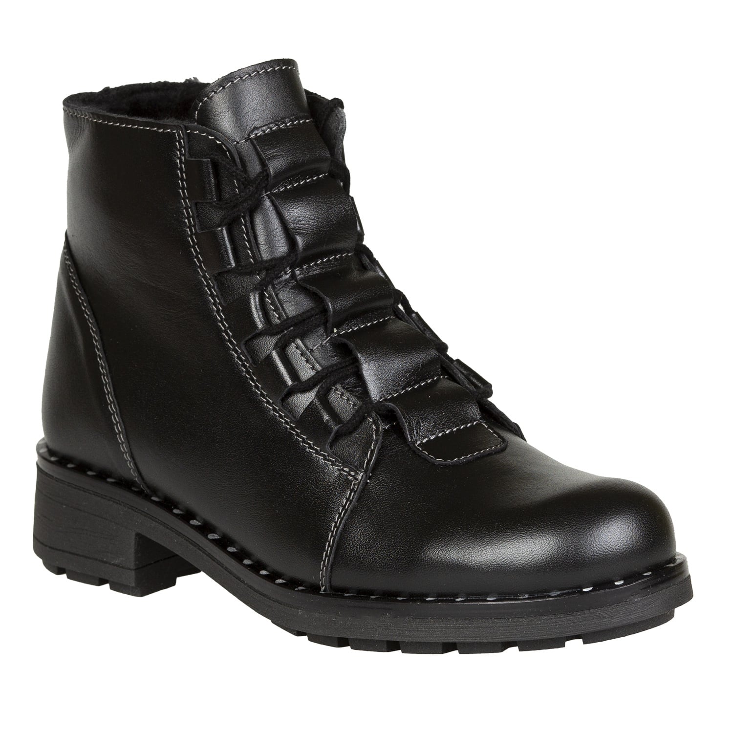 Ghete Damă Casual Din Piele Naturală Neagră 30124