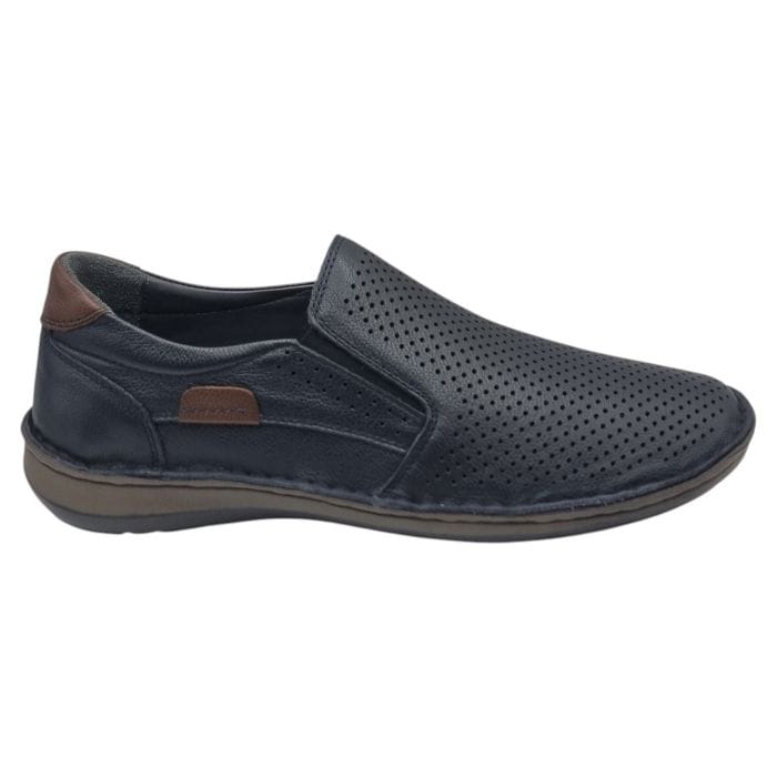 Pantofi Bărbați Din Piele Naturală Perforată Blue 6528