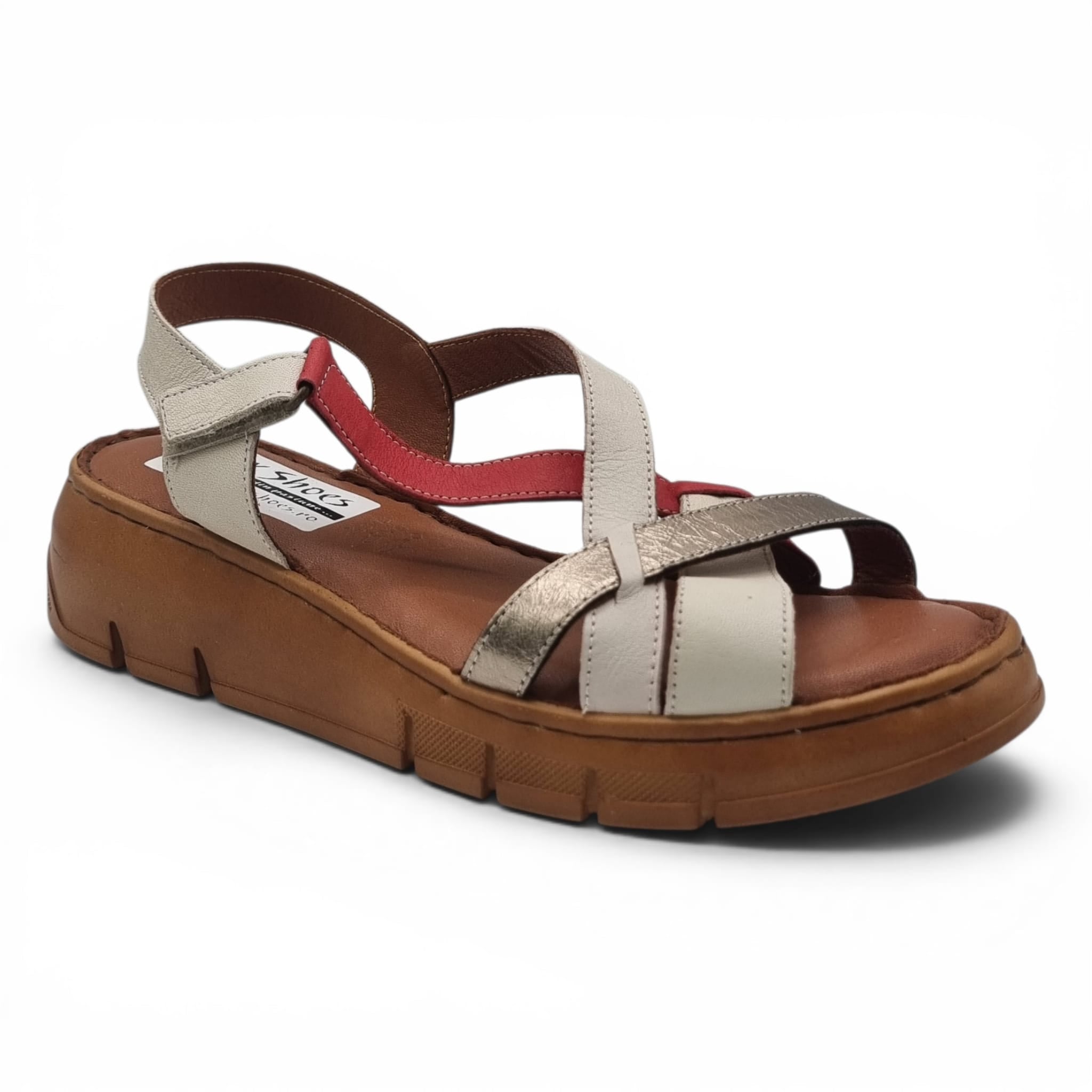 Sandale Damă Casual Confort Din Piele Naturală Crem Color 13767