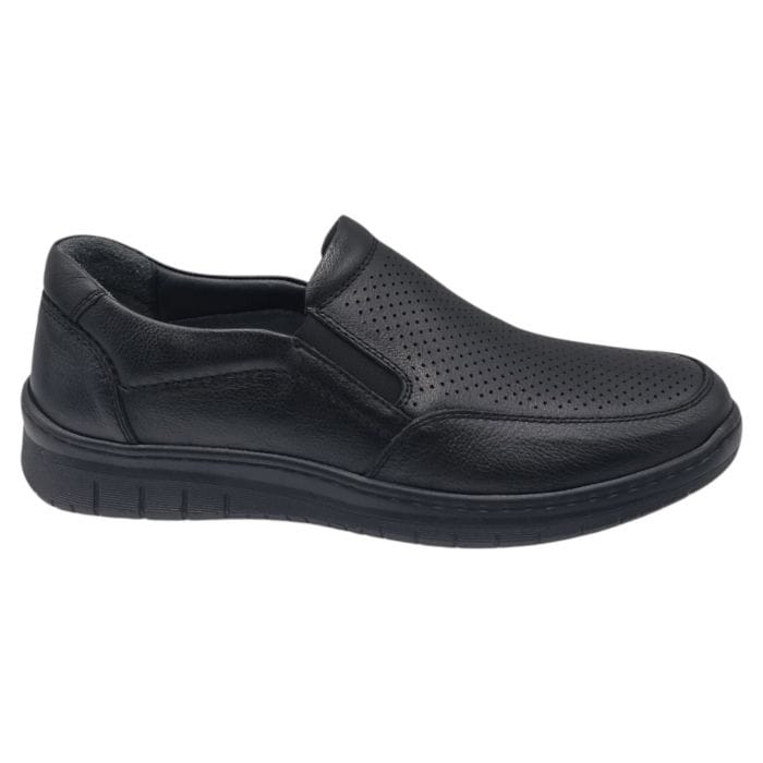 Pantofi Bărbați Din Piele Naturală Perforată Neagră 6533