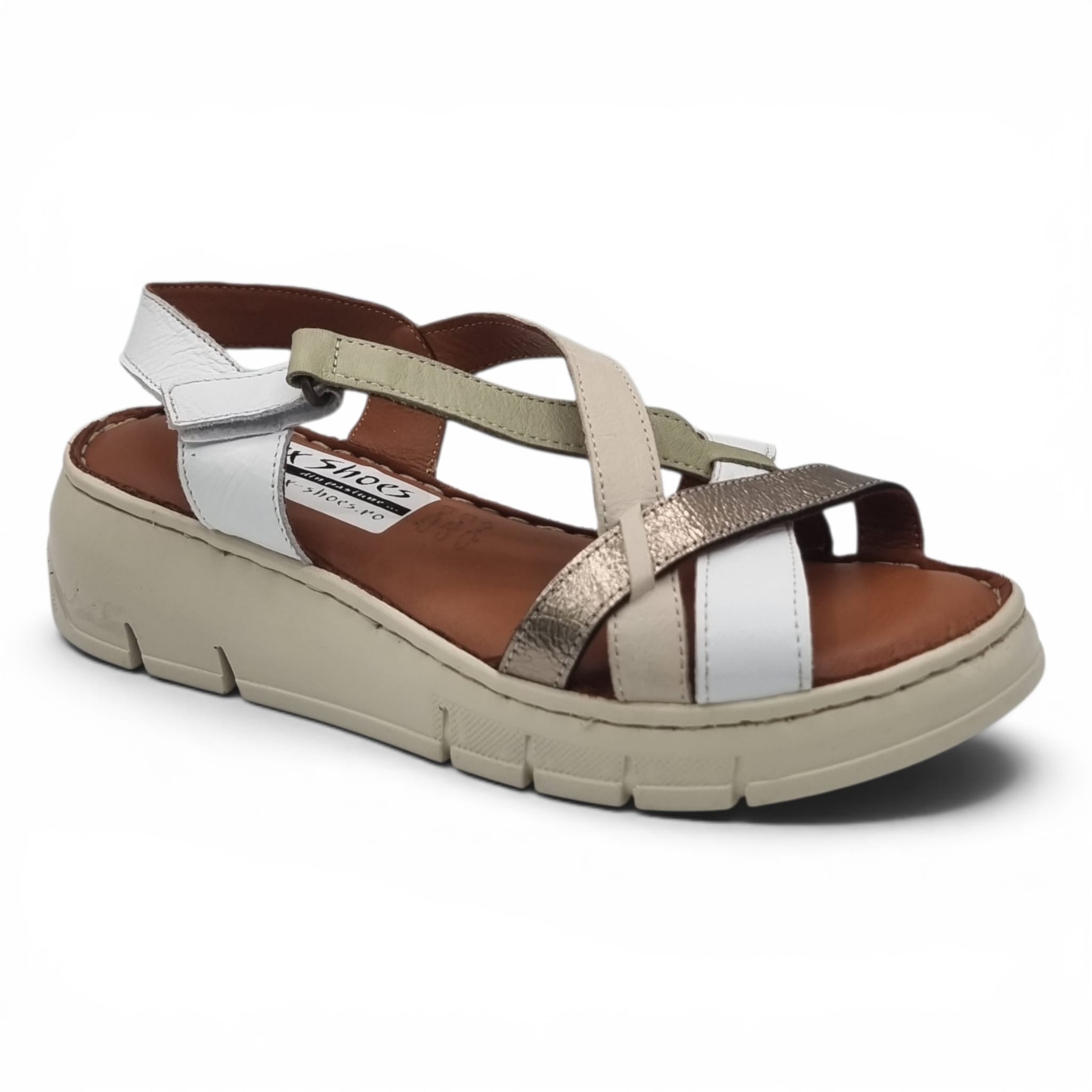 Sandale Damă Casual Confort Din Piele Naturală Alb Color 13766