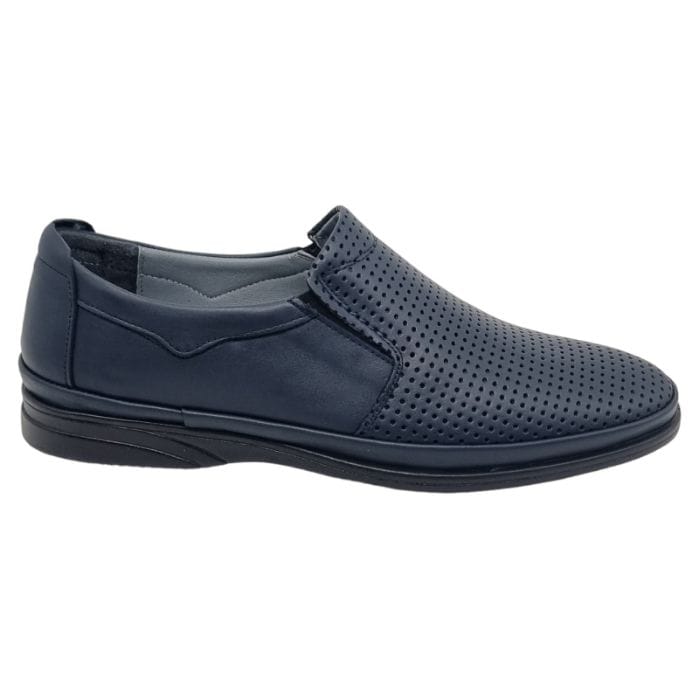 Pantofi Bărbați Din Piele Naturală Perforată Blue 6553