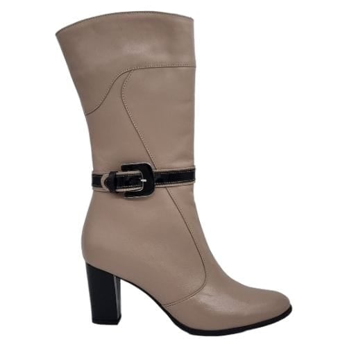Cizme Damă Lungi Din Piele Naturală Crem Box 35119