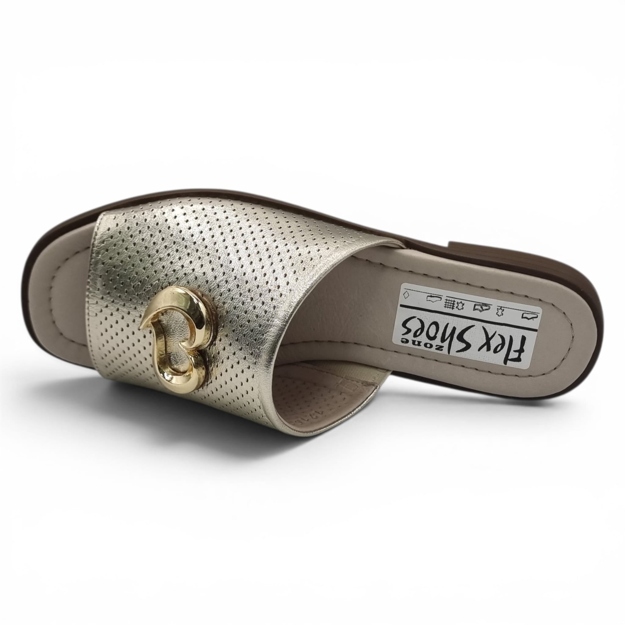 Sandale Damă Casual Confort Din Piele Naturală Aurie 13798