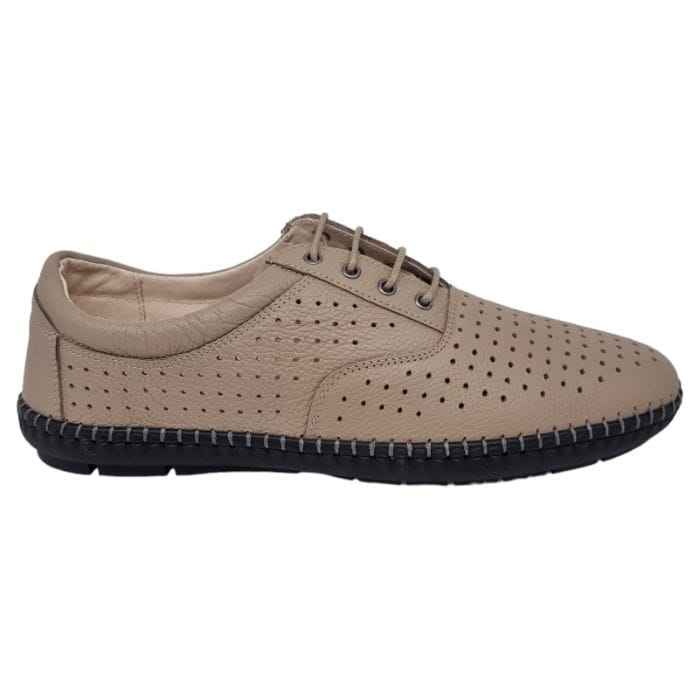 Pantofi Bărbați Din Piele Naturală Perforată Bej 6546