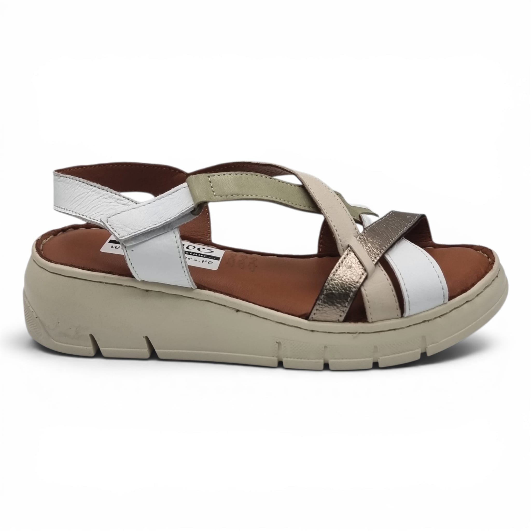 Sandale Damă Casual Confort Din Piele Naturală Alb Color 13766