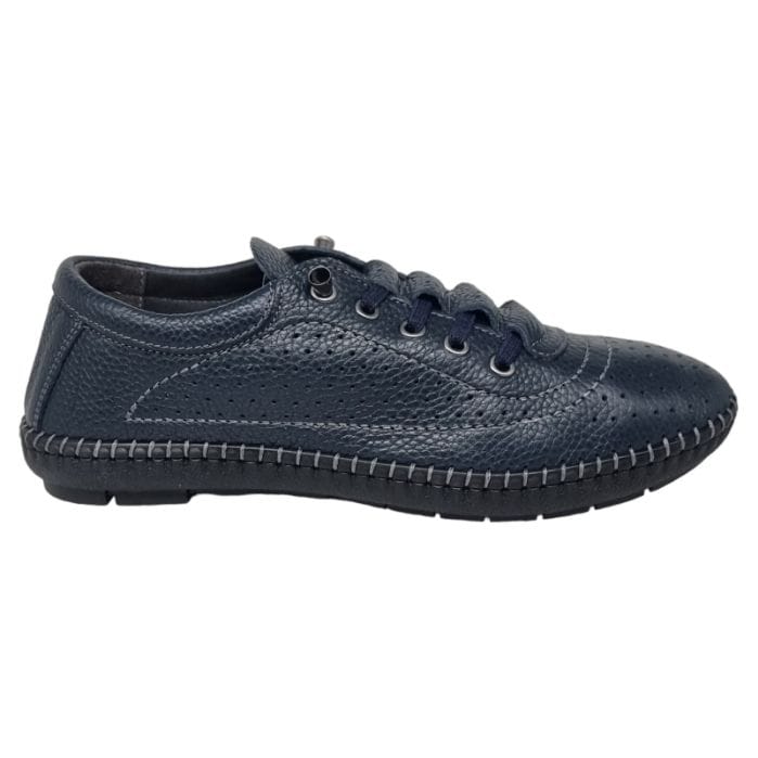 Pantofi Bărbați Din Piele Naturală Perforată Blue 6543