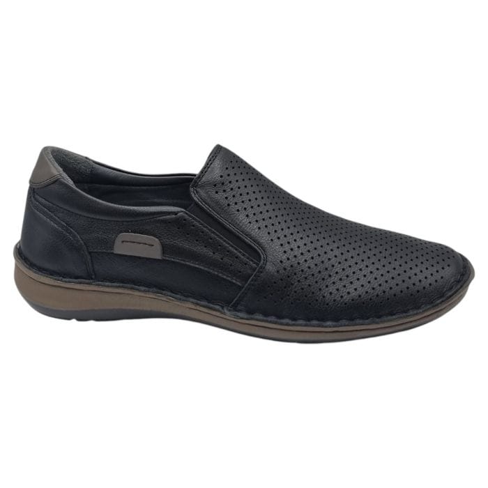 Pantofi Bărbați Din Piele Naturală Perforată Neagră 6529