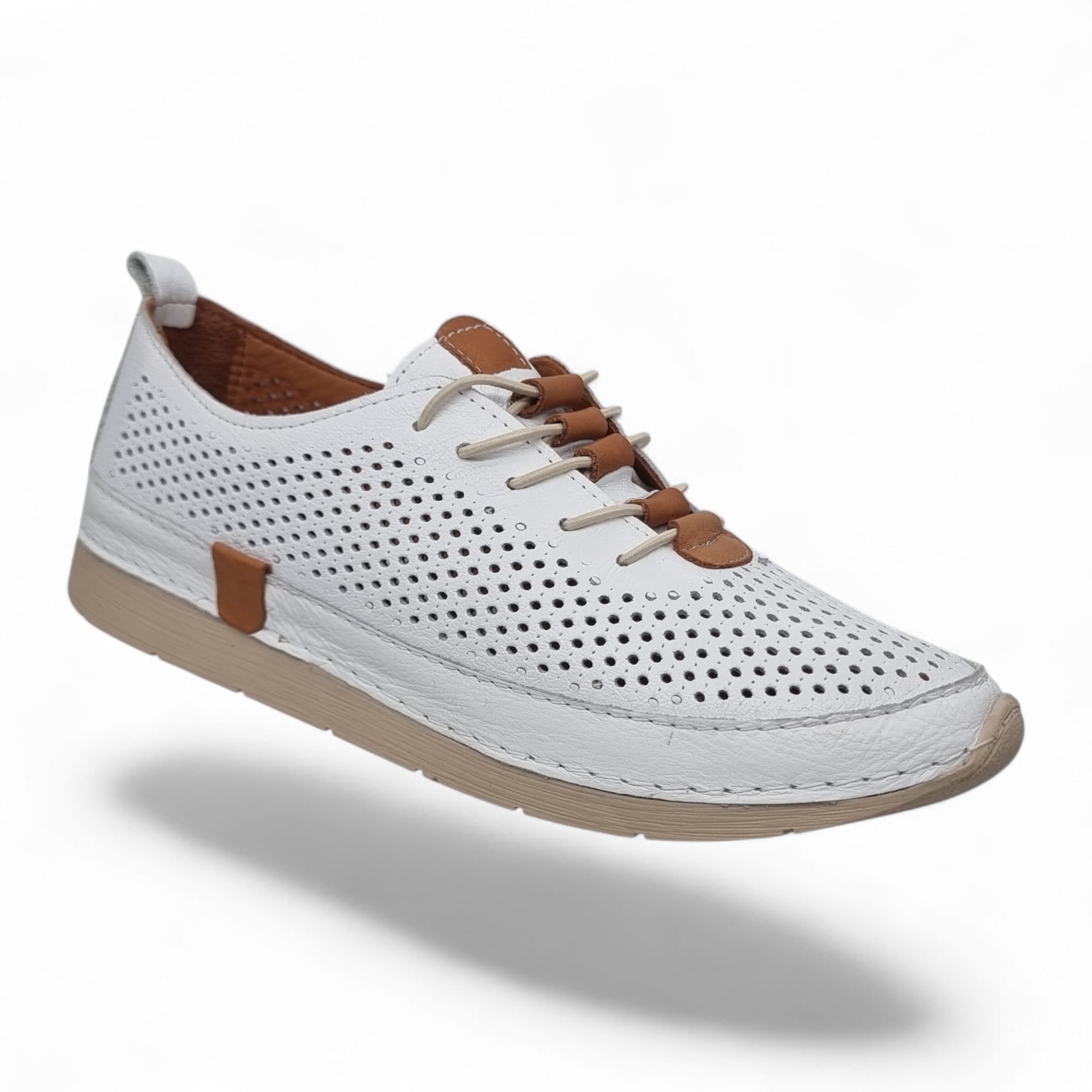 Pantofi Damă Casual Confort Din Piele Naturală Albă 25381