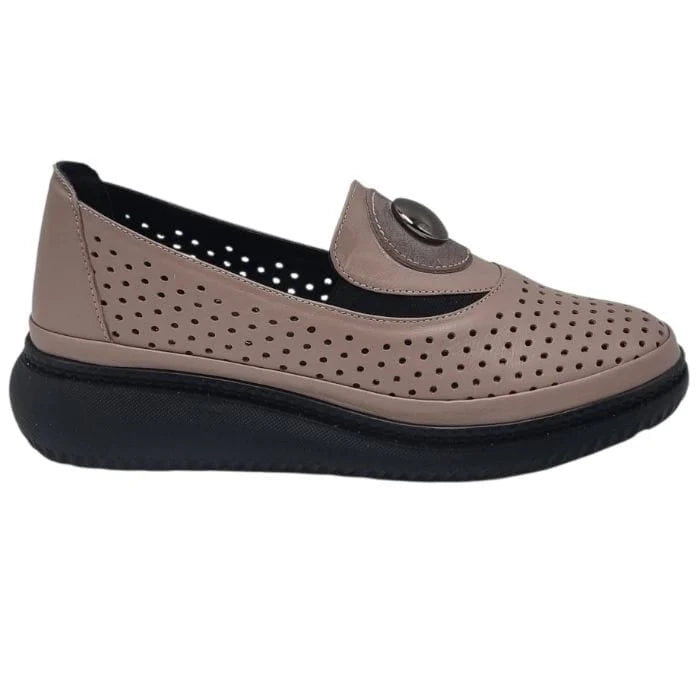 Pantofi Damă Casual Din Piele Naturală Crem 25438