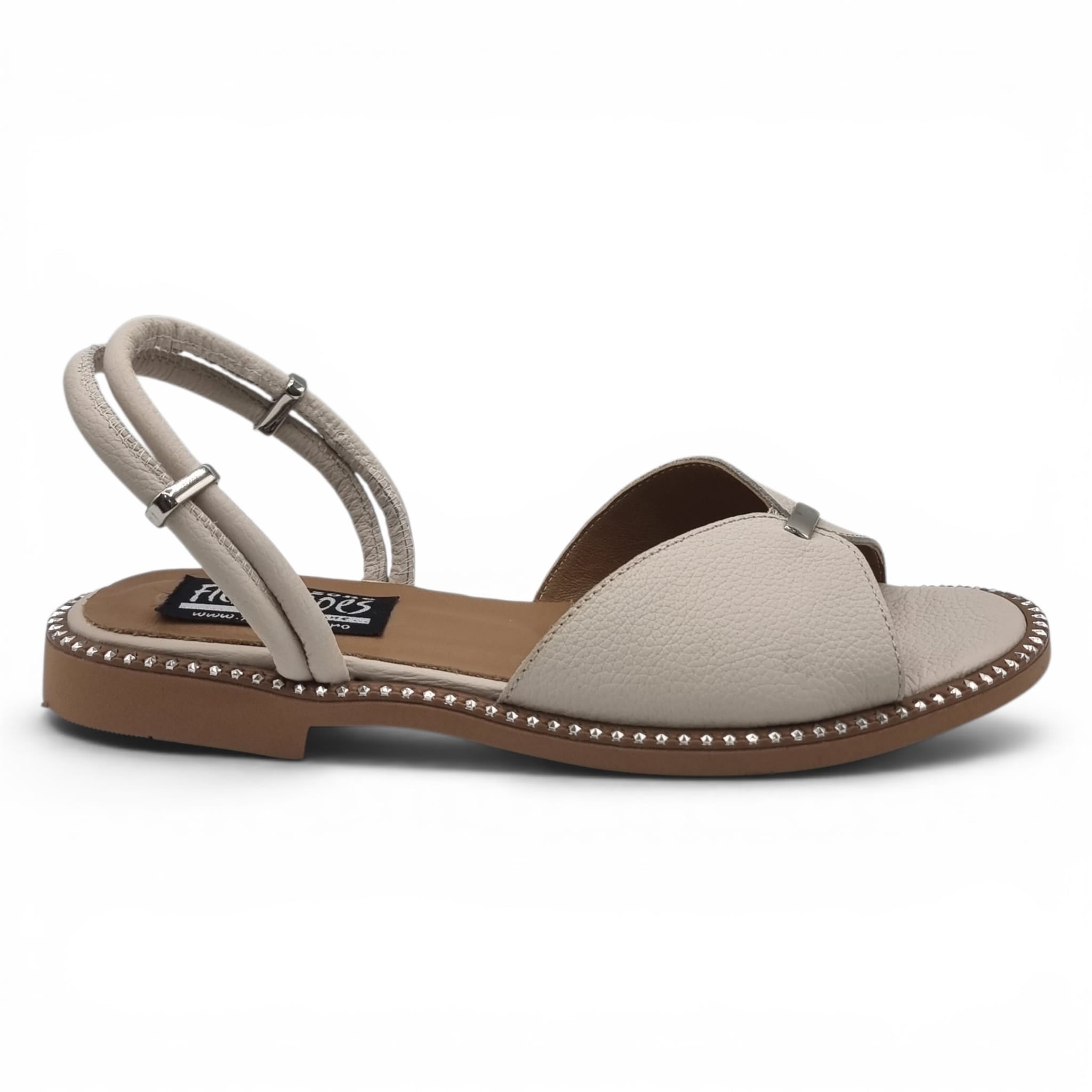 Sandale Damă Casual Confort Din Piele Naturală Crem 13775