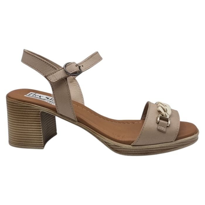 Sandale Damă Confort Din Piele Naturală Crem  13809