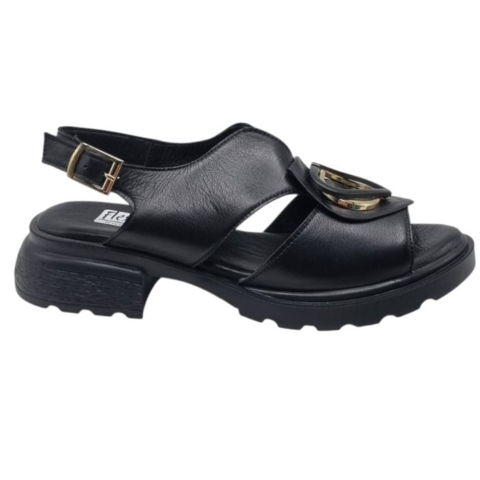 Sandale Damă Casual Confort Din Piele Naturală Neagră 13790