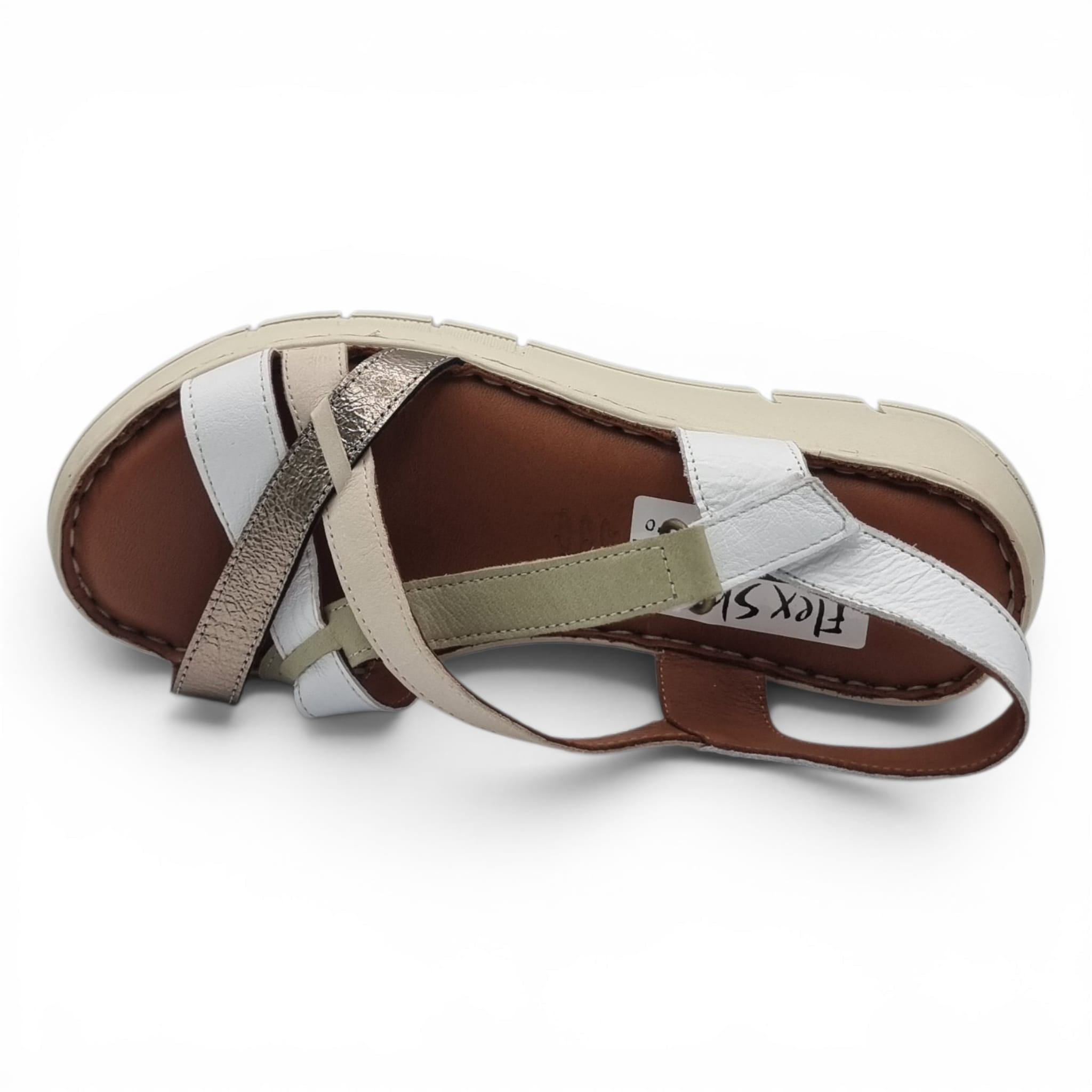 Sandale Damă Casual Confort Din Piele Naturală Alb Color 13766
