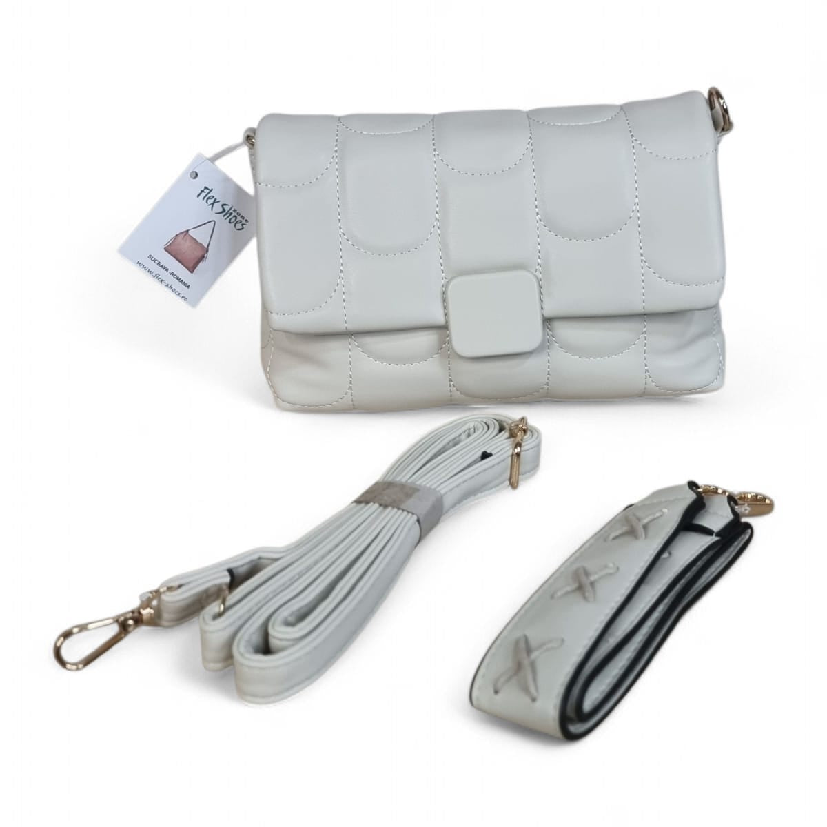 Geanta din piele ecologică crem 56002