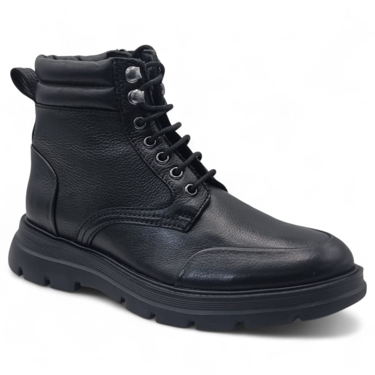 Ghete Bărbați Casual Din Piele Naturală De Culoare Neagra 45125