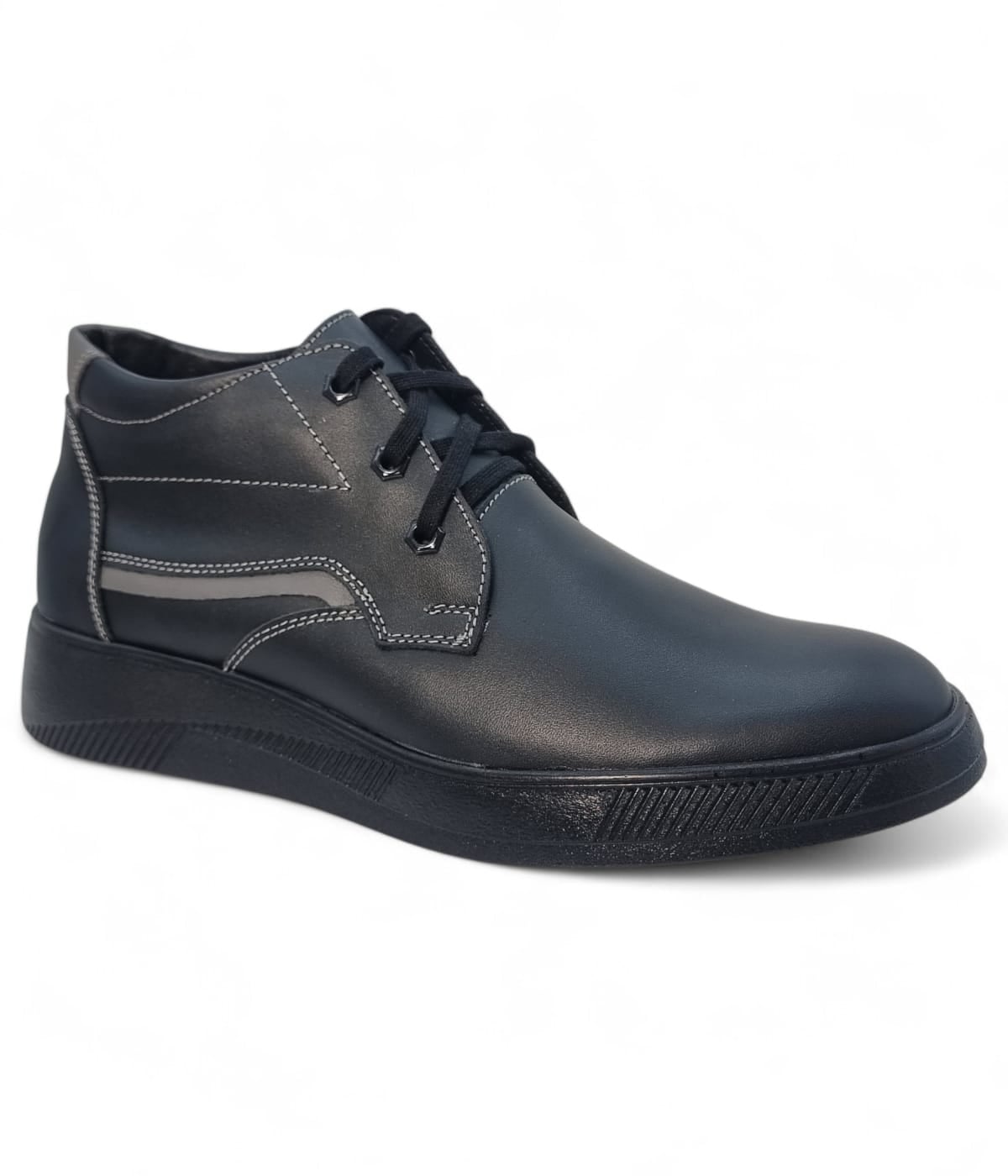 Ghete Bărbați Casual Din Piele Naturală De Culoare Neagră 45137