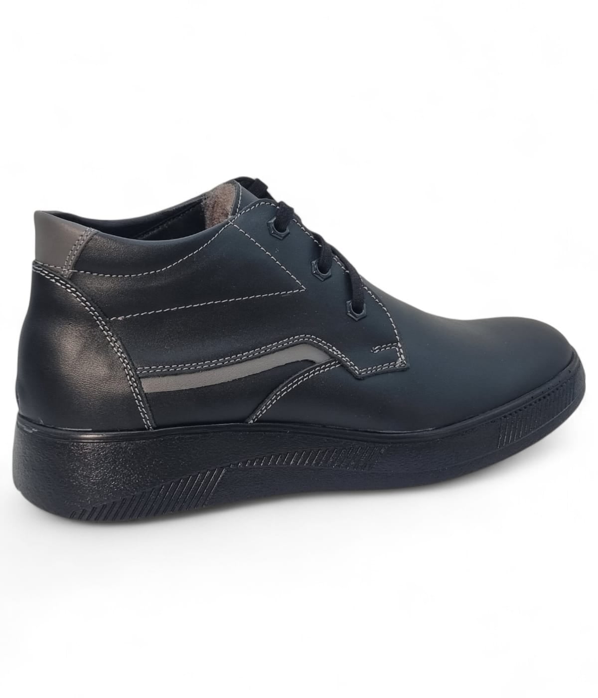 Ghete Bărbați Casual Din Piele Naturală De Culoare Neagră 45137