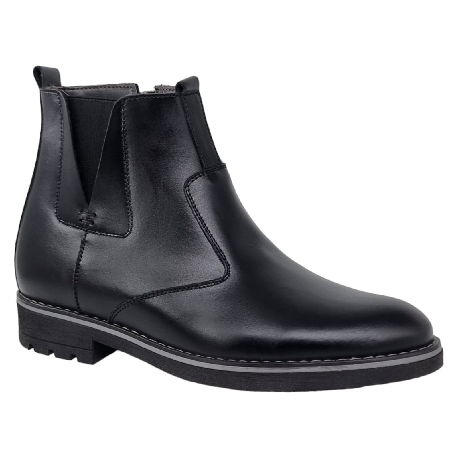 Ghete Bărbați Elegante Din Piele Naturală De Culoare Neagră 50118