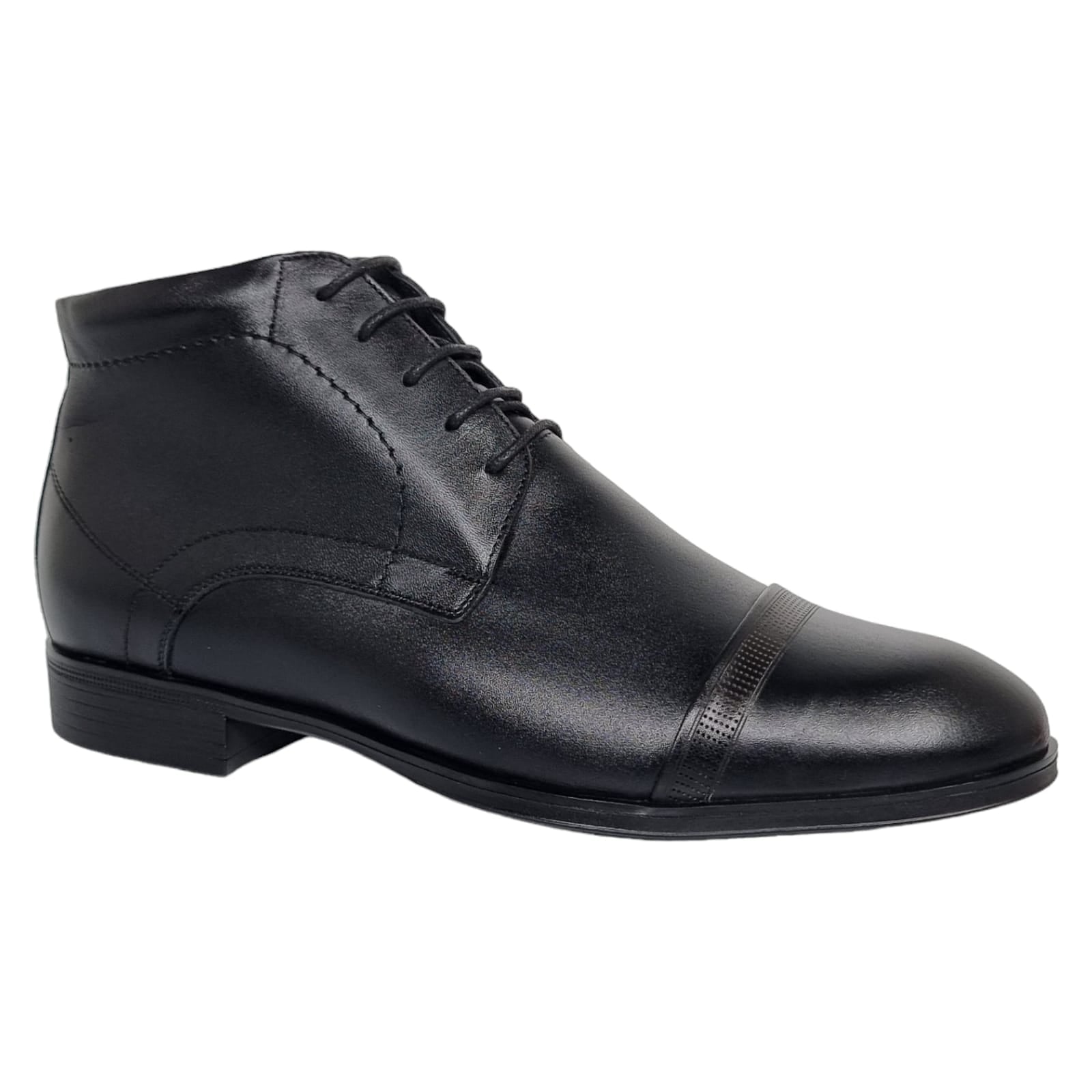 Ghete Bărbați Elegante Din Piele Naturală De Culoare Neagră 50126