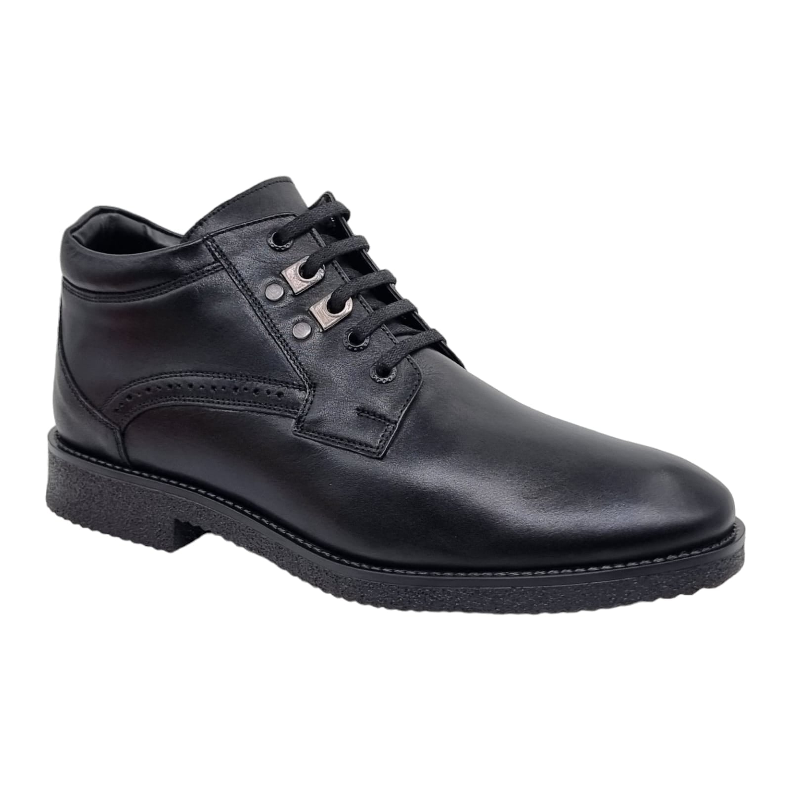 Ghete Bărbați Elegante Din Piele Naturală De Culoare Neagră 50123