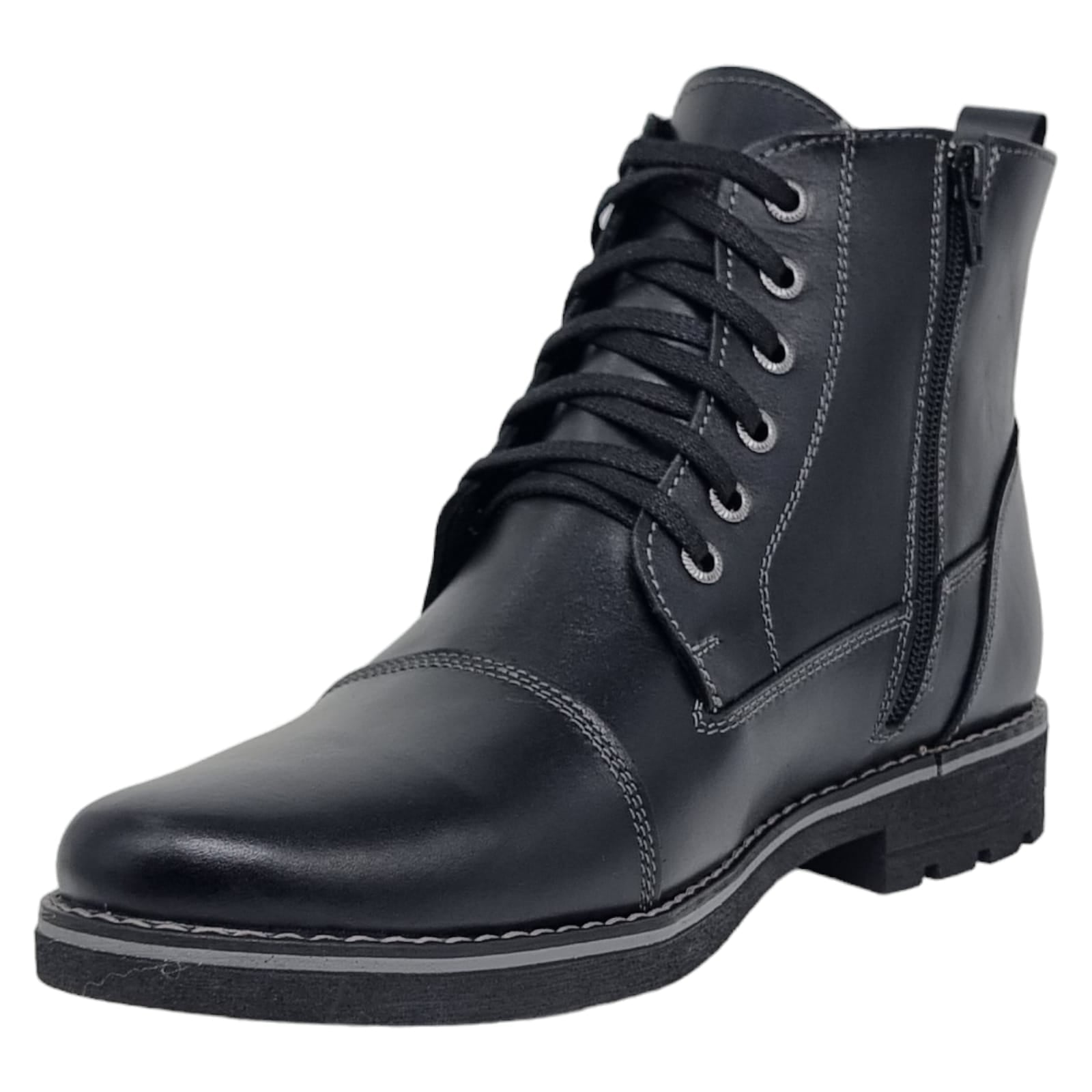 Ghete Bărbați Elegante Din Piele Naturală De Culoare Neagră 50124