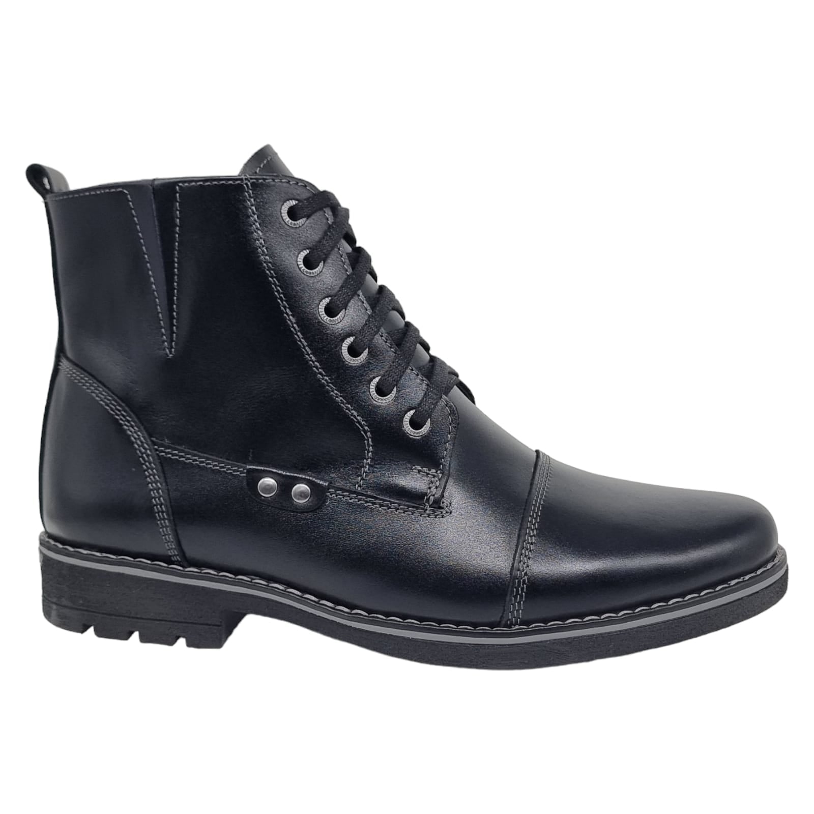 Ghete Bărbați Elegante Din Piele Naturală De Culoare Neagră 50124