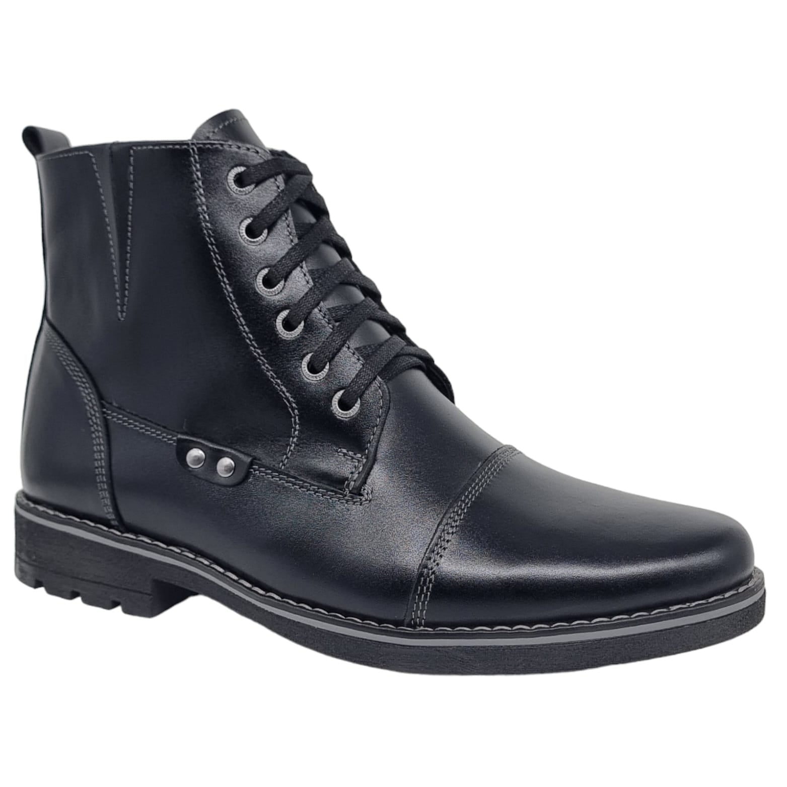 Ghete Bărbați Elegante Din Piele Naturală De Culoare Neagră 50124