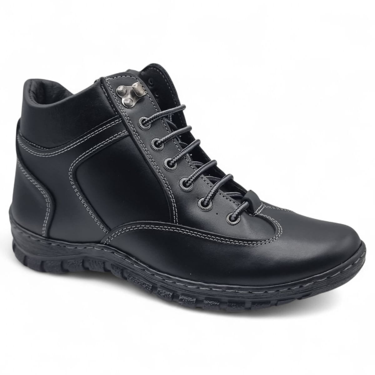 Ghete Bărbați Casual Din Piele Naturală De Culoare Neagră 45131