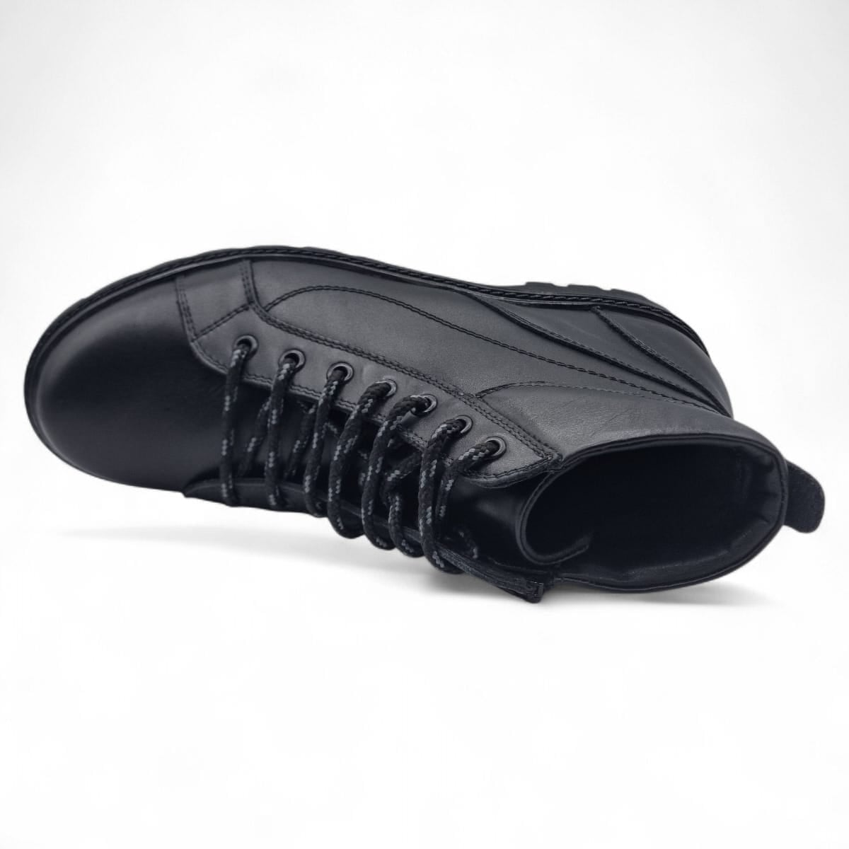 Ghete Bărbați Casual Din Piele Naturală De Culoare Neagra 561