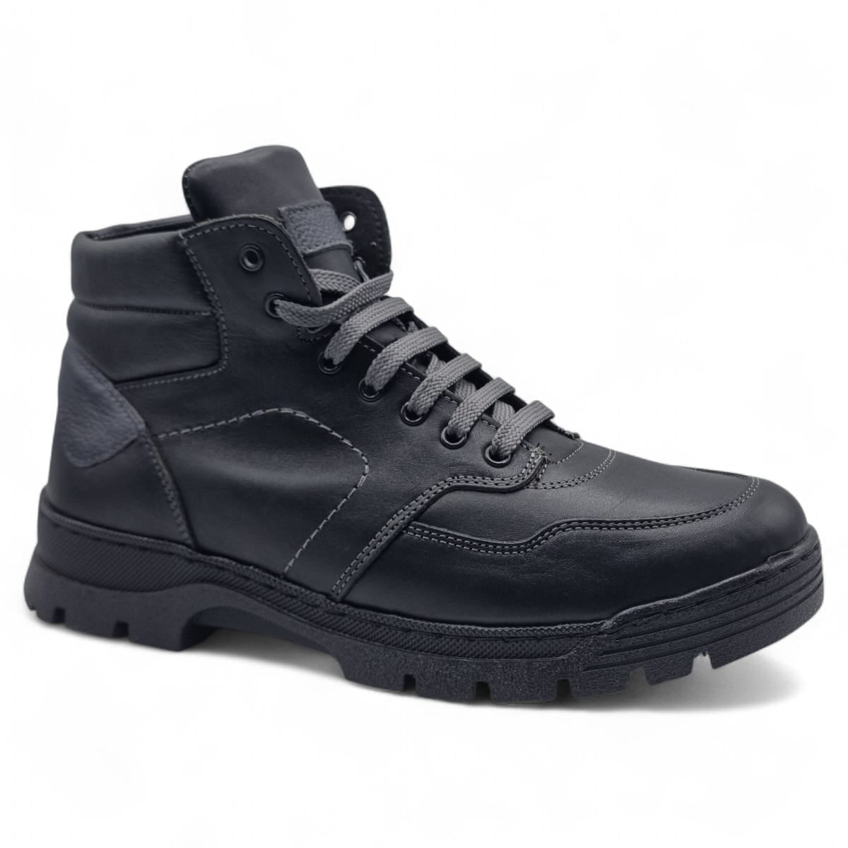 Ghete Bărbați Casual Din Piele Naturală De Culoare Neagra 561
