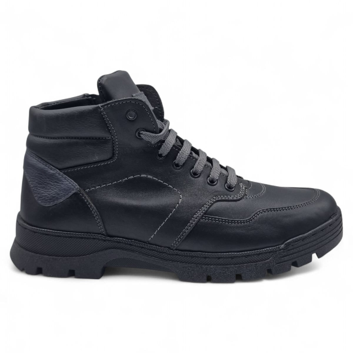 Ghete Bărbați Casual Din Piele Naturală De Culoare Neagra 561