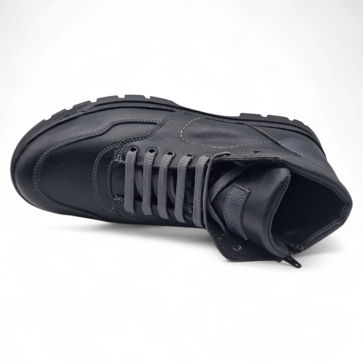 Ghete Bărbați Casual Din Piele Naturală De Culoare Neagra 561