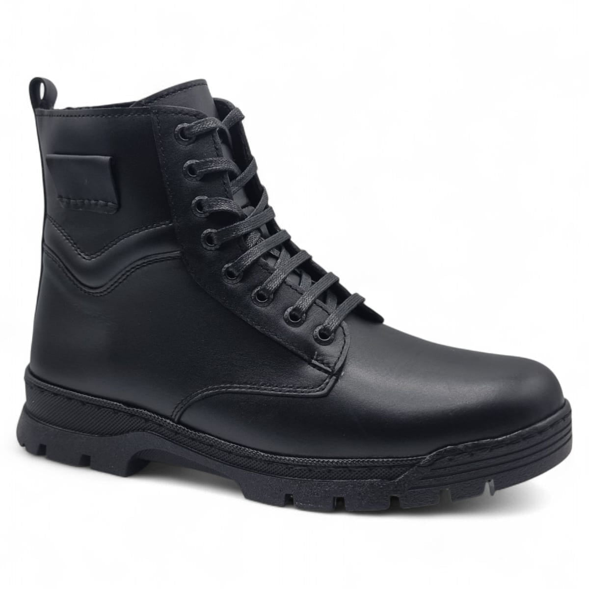 Ghete Bărbați Casual Din Piele Naturală De Culoare Neagra 45128