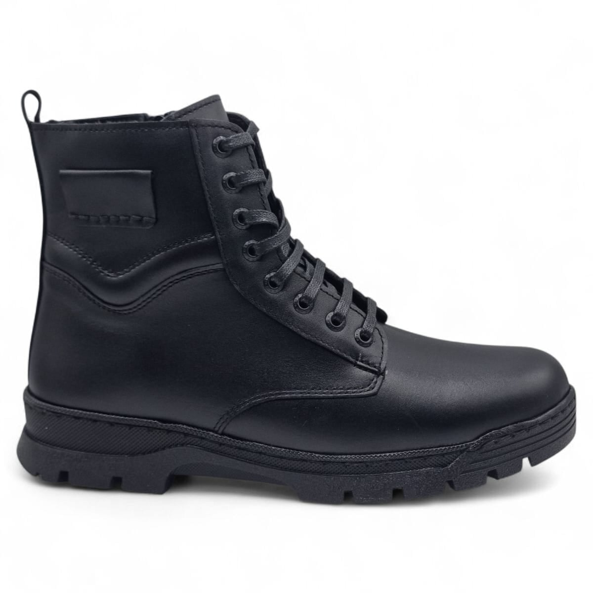 Ghete Bărbați Casual Din Piele Naturală De Culoare Neagra 45128