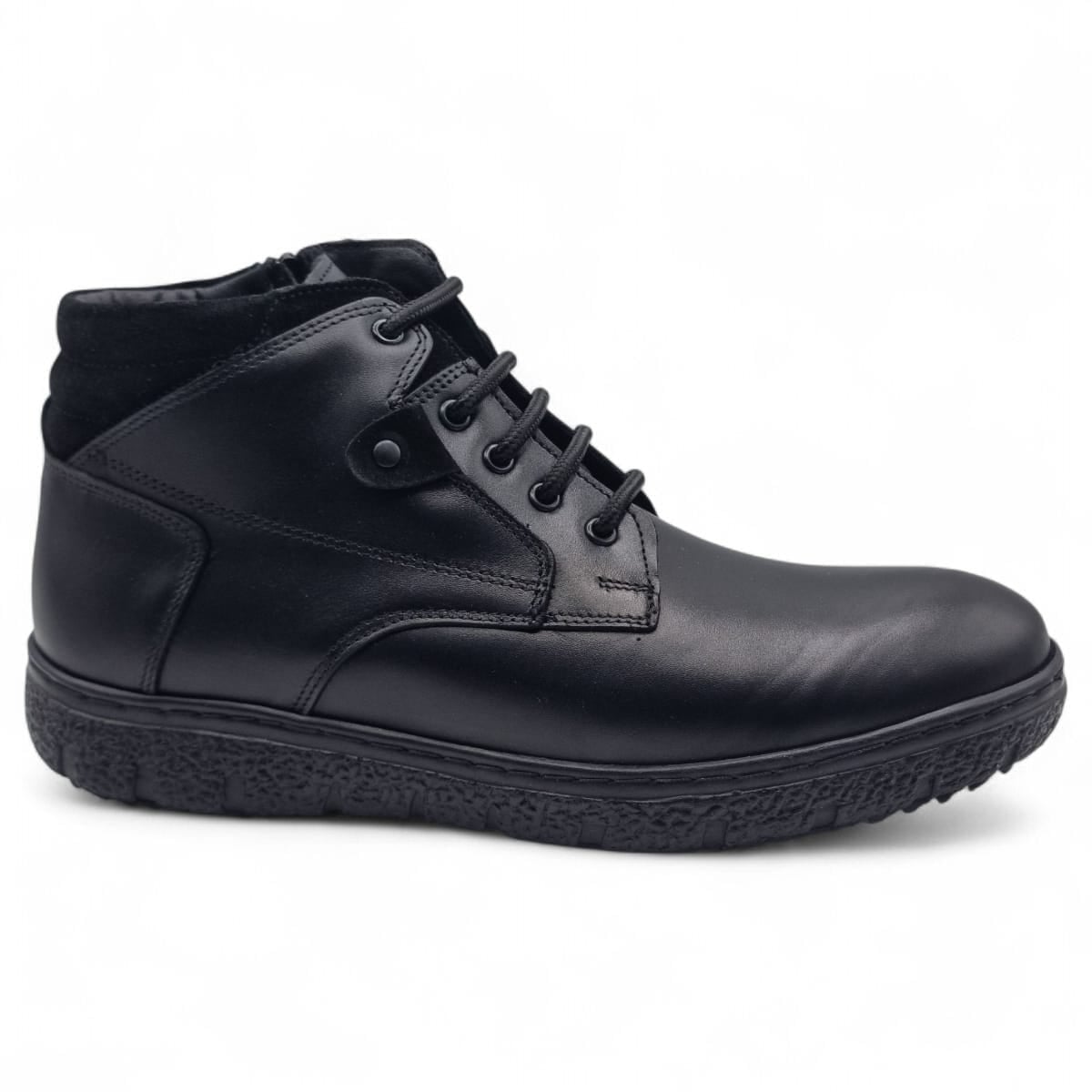 Ghete Bărbați Casual Din Piele Naturală De Culoare Neagră 45133